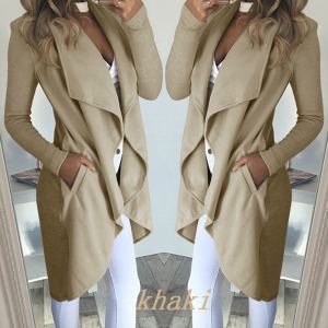 Trench-coat long slim col polo taille plus pour femme