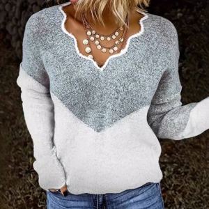Chandail col V grande taille automne-hiver