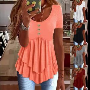 Chemise casual manches courtes trois boutons couleur unie