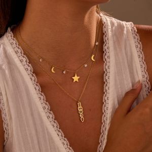 Collier Acier Inoxydable Zircon Étoile Pendentif