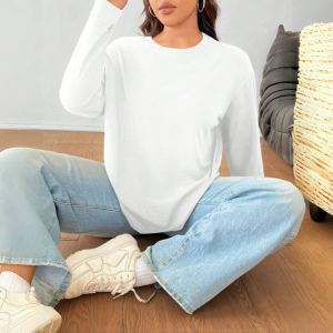 Haut col rond ample unie femme