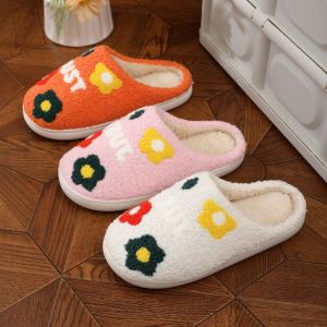 Pantoufles fleurs pour femme semelle souple coton