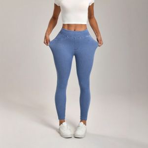 Pantalon sport taille haute élastique poches