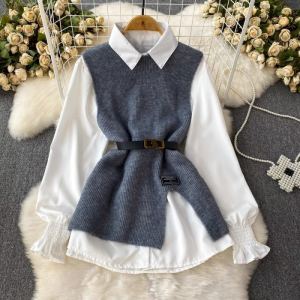 Ensemble gilet côtelé deux pièces
