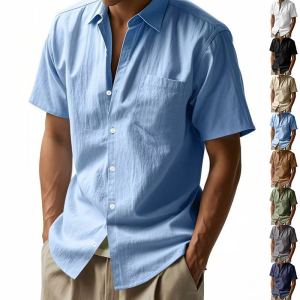 Chemise lin manches courtes homme