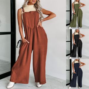 Pantalon large taille haute femme casual