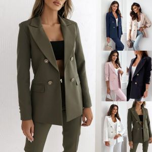 Manteau mode double boutonnage couleur unie