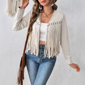 Cardigan court manches longues femme sans bouton