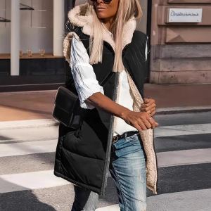Gilet cardigan à capuche slim élégant double face