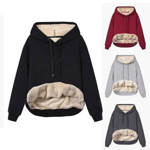 Manteau à capuchon molletonné Berber chaud avec poche