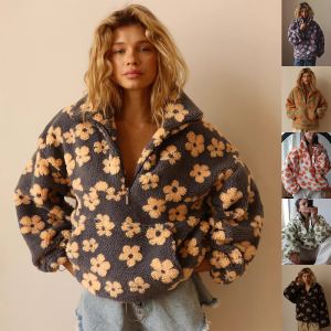 Sweatshirt agneau fleurs hiver femme décontracté