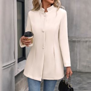Manteau laine revers ajusté automne hiver femme