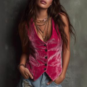 Gilet sexy femme, boutons, vêtement mode