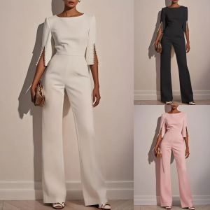 Combinaison moulante perlée couleur unie femme