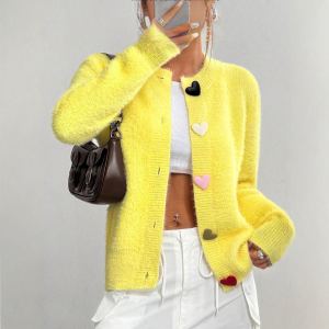 Pull casual cœur col équipage femme