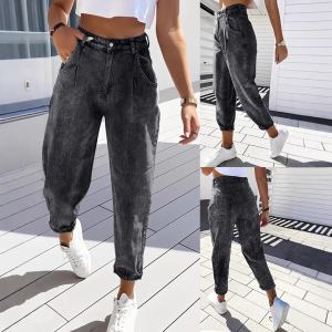 Pantalon denim rétro grande taille femme