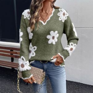 Chandail femme jacquard floral élégant