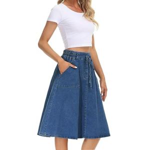 Jupe denim casual glissière ceinture taille