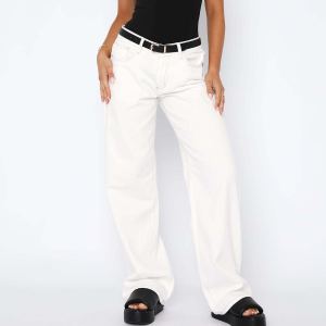 Jean jambes larges taille haute femme