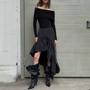 Jupe coton irrégulière taille haute femme
