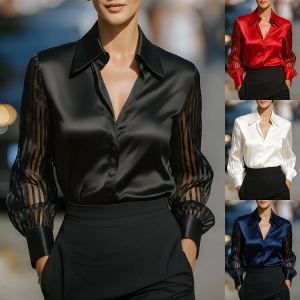 Chemise satin ample monochromatique femme