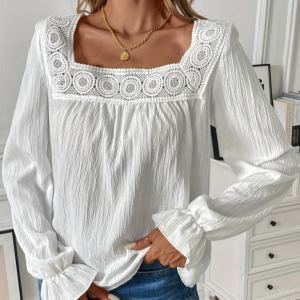 Chemise col dentelle manche longue ample