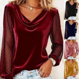 T-shirt manches longues col V velours femme, diamant, Noël