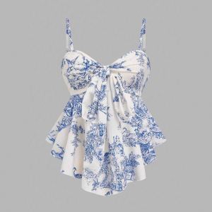 Camisole sans manches ourlet irrégulier imprimé