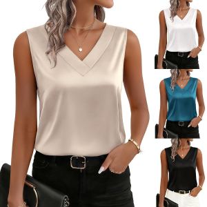 Camisole satin col V ample pour femme