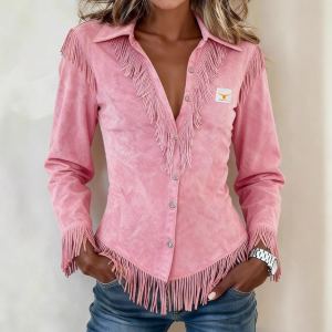 Chemise suède frange western cowboy slim femme