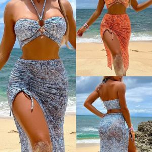 Maillot 3 pièces maille femme découpe