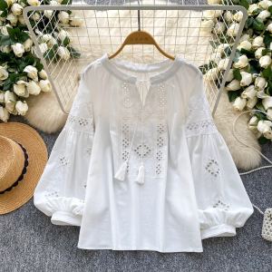 Blouse rétro ample manches lanternes