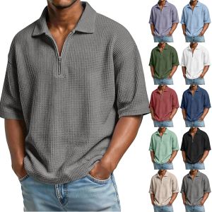 Polo gaufré manches courtes style plage homme