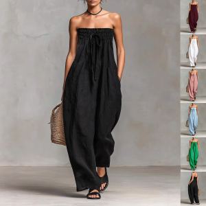 Combinaison-pantalon été femme drapée nouée sans bretelles