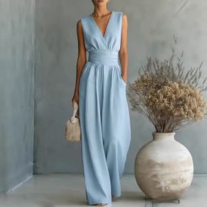 Combinaison col V femme élégante cintrée