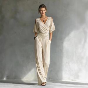 Combinaison slim épaules dégagées V femme