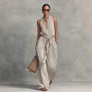 Combinaison sans manches coton lacée casual