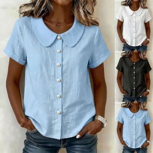Chemise coton-lin ample manches courtes