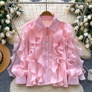 Chemise style romantique français volants