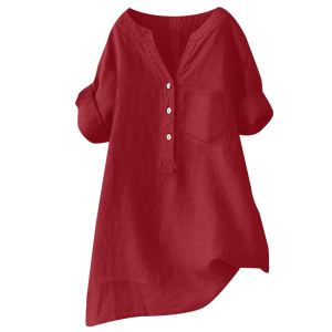 Chemise lin coton couleur unie loose