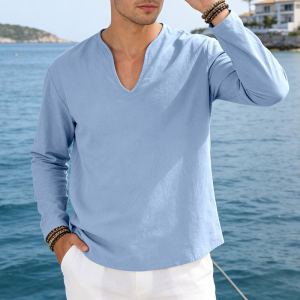 T-shirt col V grande taille manches longues