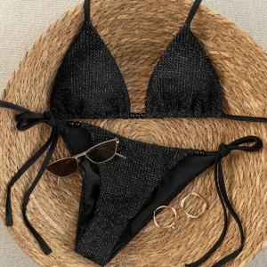 Ensemble bikini couleur unie sexy femme