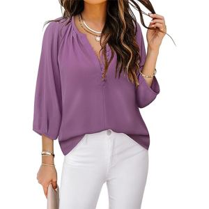 Chemise lin trois-quarts bohème boutonnée élégante