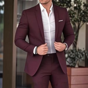 Costume élégant slim ajusté pour homme avec pantalon