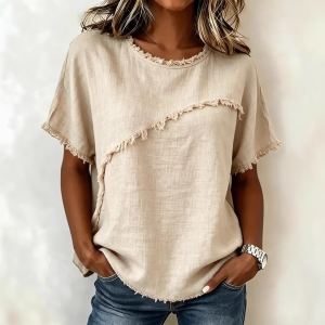Chemise ample décontractée col rond femme