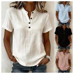 Summer New Breathable V-Neck Short-Sleeve Womens Loose All-Match Top