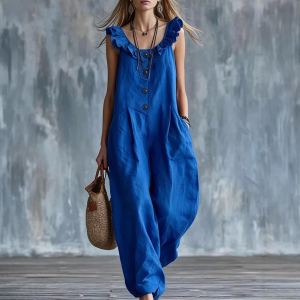 Combinaison sans manches boutonnée femme