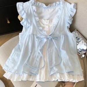 Chemise à volants manches bouffantes loose