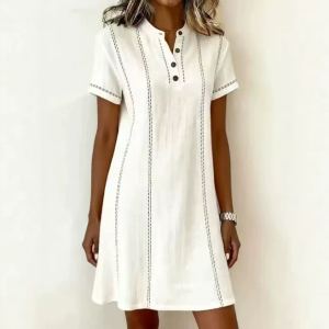 Robe chemise décontractée à col officier imprimée