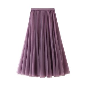 Jupe plissée taille haute tulle longueur mi-longue automne hiver